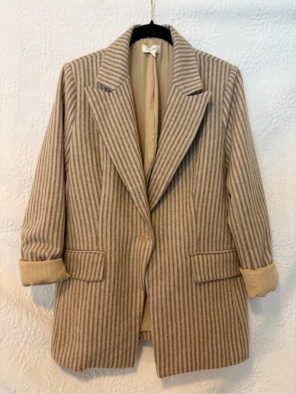 Bohme Striped Beige Women's Blazer Coat Sz s